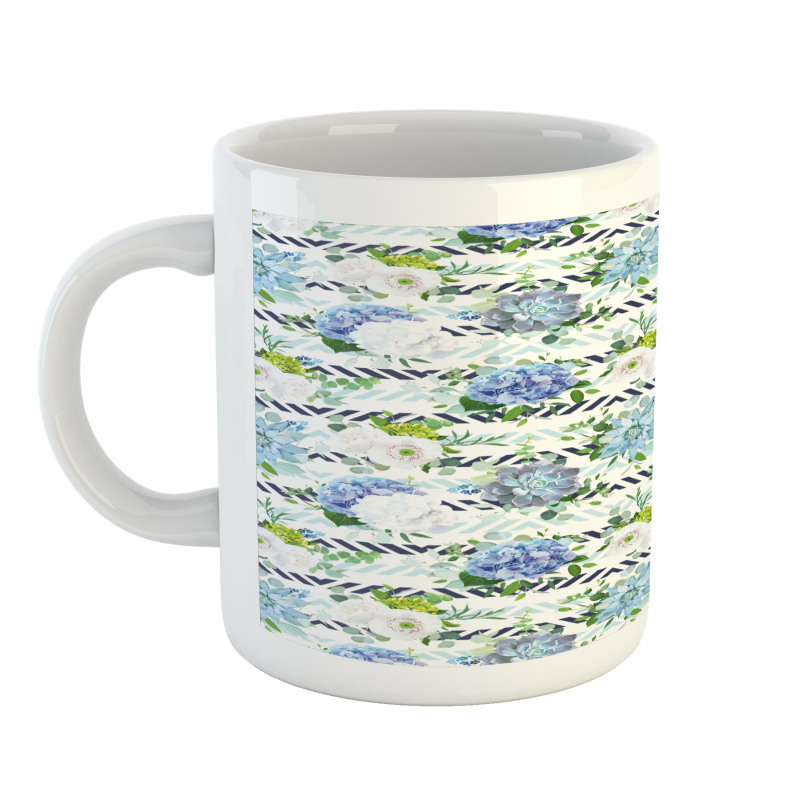 Fresh Flowers on Stripes Mug