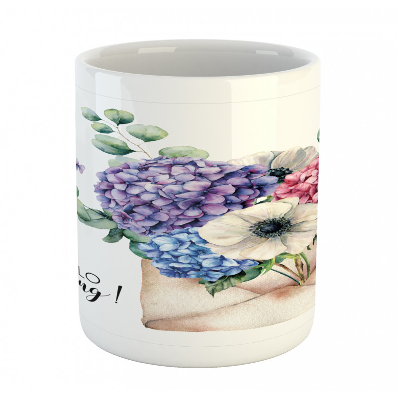 Hello Spring Flowers Art Mug