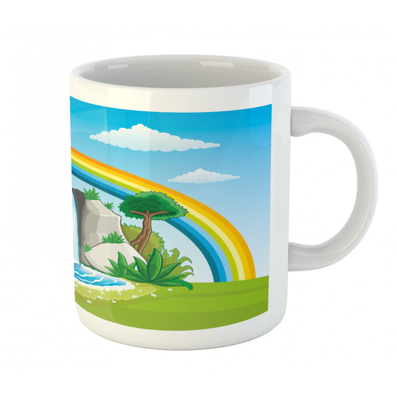 Waterfall and Rainbow Cartoon Mug