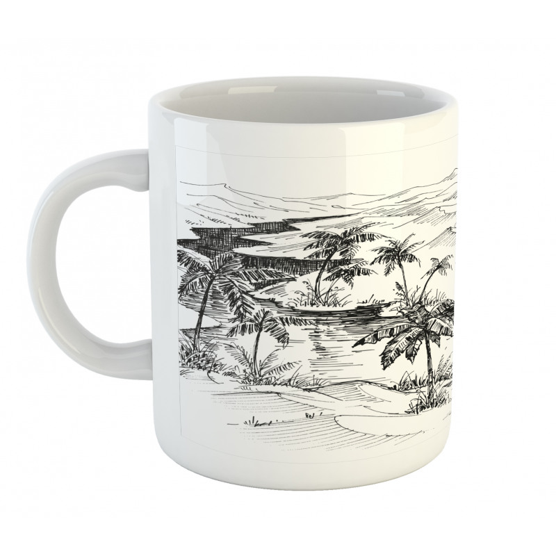 Pencil Drawn River Scenery Mug