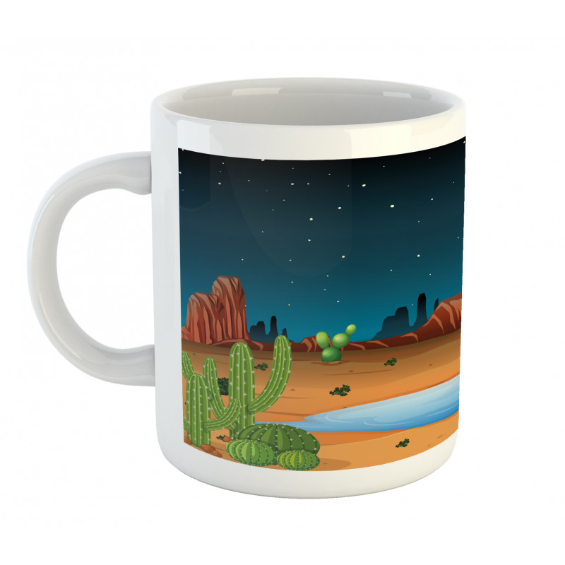 Cactus Plants Starry Sky View Mug