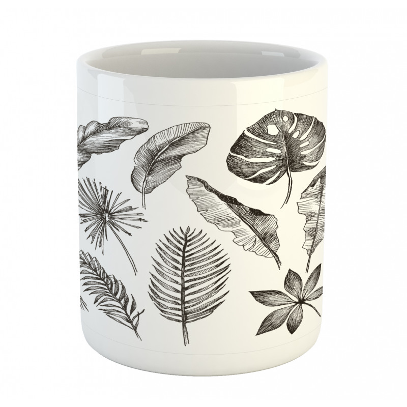 Monochrome Exotic Leaf Mug