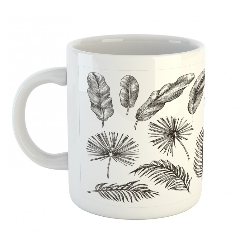 Monochrome Exotic Leaf Mug