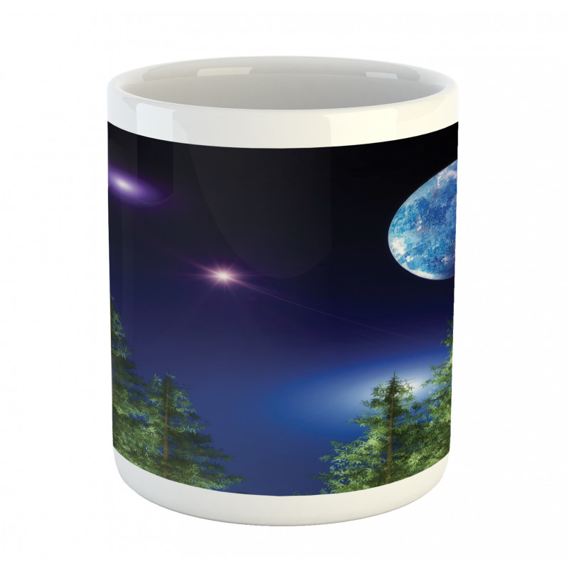 Cosmic Night Pine Trees Mug