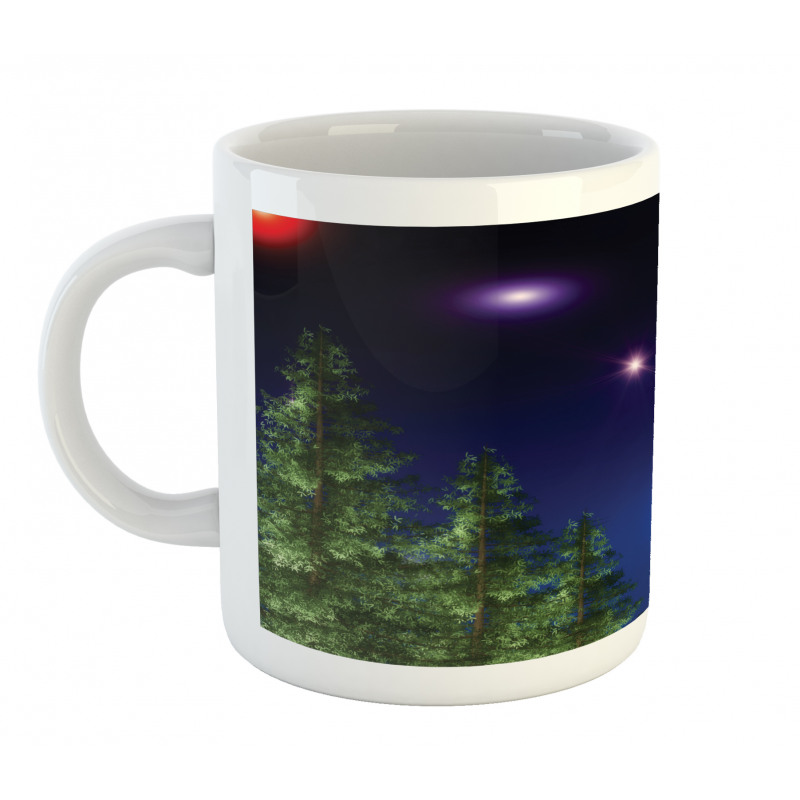 Cosmic Night Pine Trees Mug