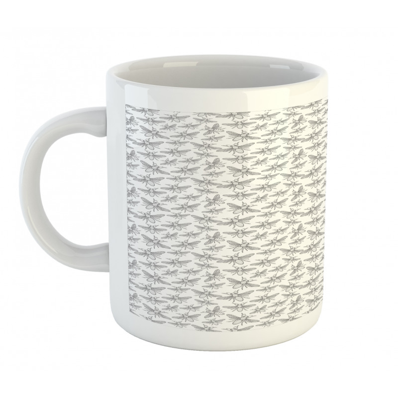 Repeating Uncolored Flies Mug