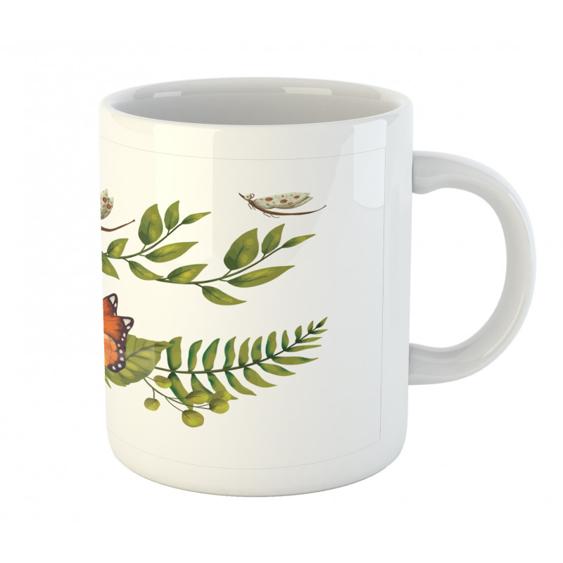 Leafy Branches Butterflies Mug