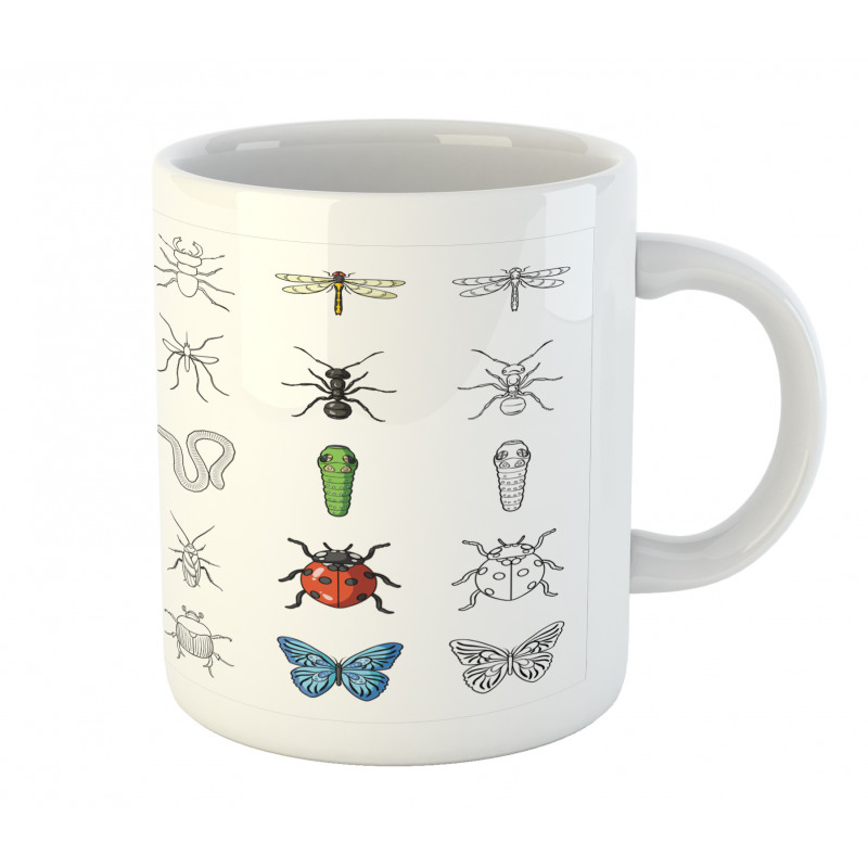 Colored Outline Creatures Mug