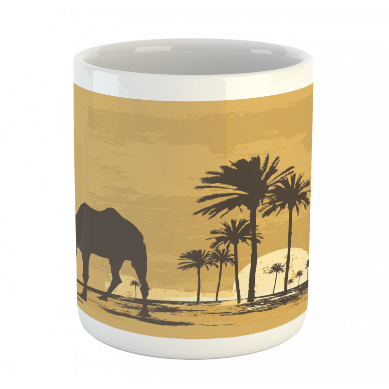 Camel and Palm Trees Sunset Mug