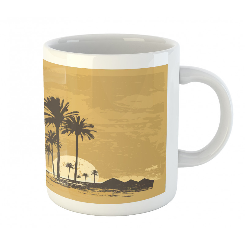 Camel and Palm Trees Sunset Mug