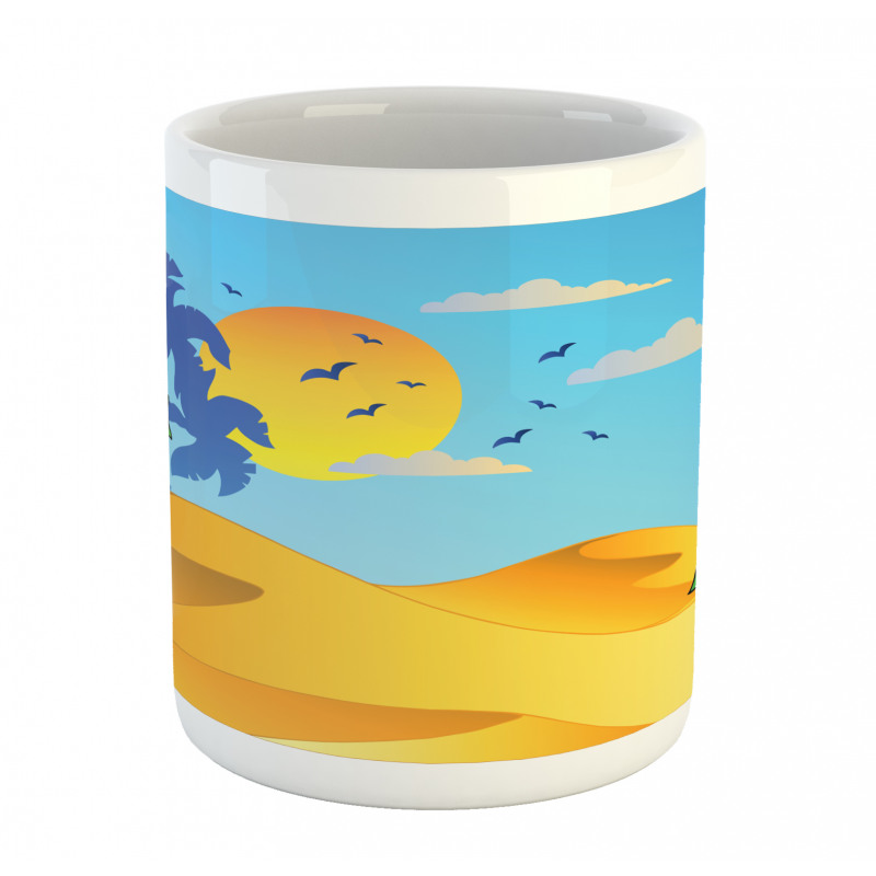 Cartoon Desert Landscape Palms Mug