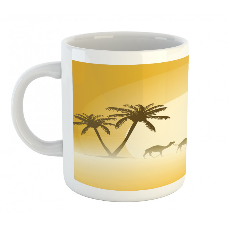 Camel Caravan and Palm Trees Mug