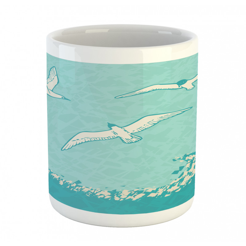 Seagulls Flying over Waves Mug