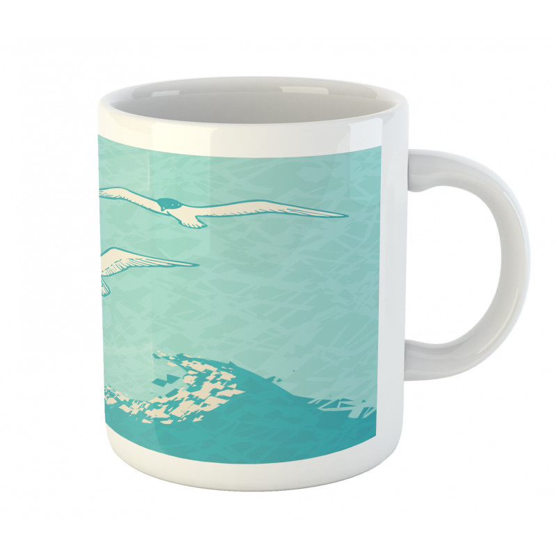 Seagulls Flying over Waves Mug