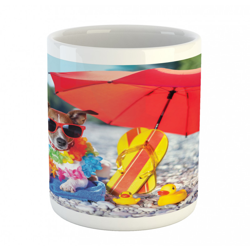 Funny Hawaiian Dog Beach Mug