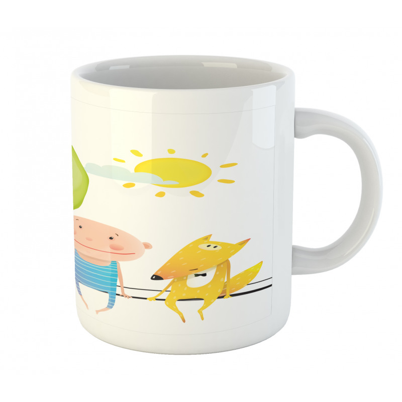 Bear Fox Child Sit on a Wire Mug