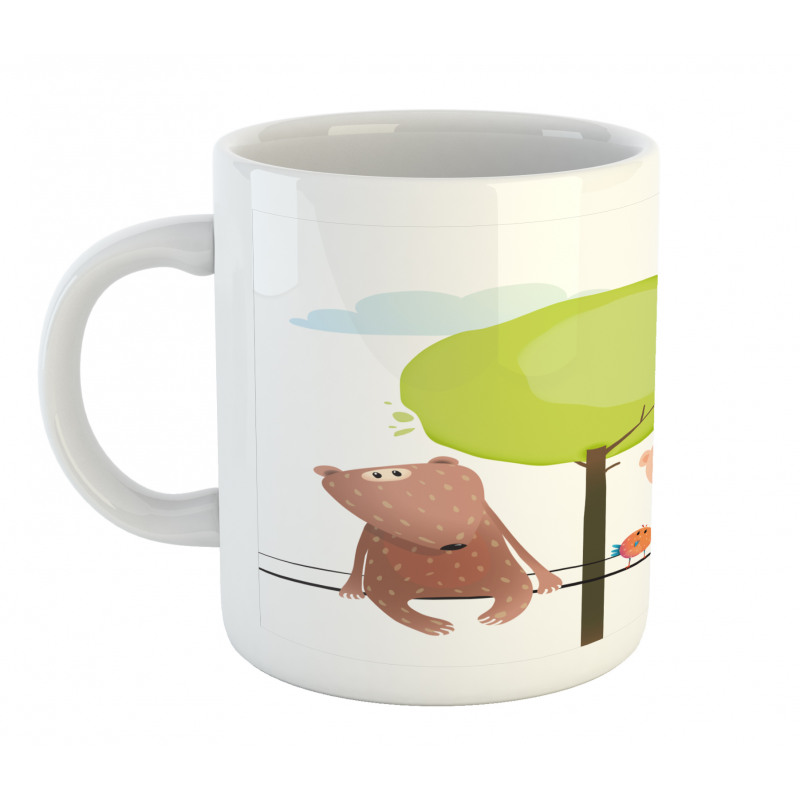 Bear Fox Child Sit on a Wire Mug