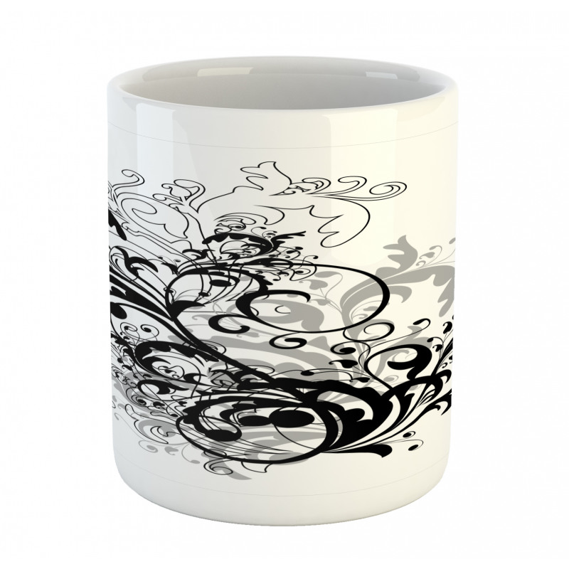 Monochrome Abstract Leaves Mug