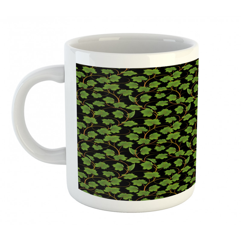 Botany Grape Leaves on Dark Mug