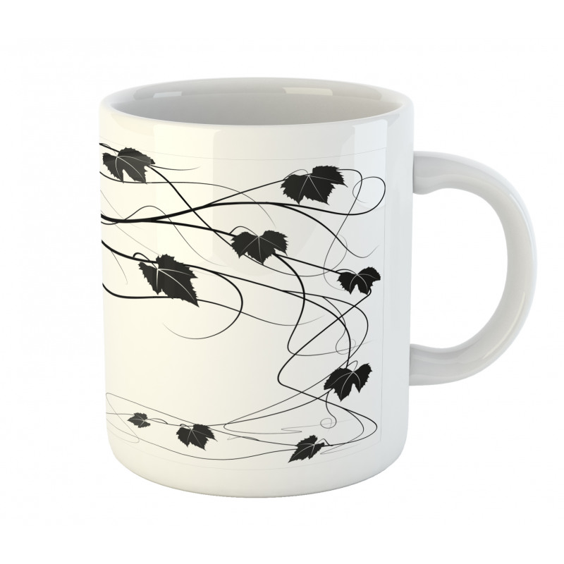 Monotone Abstract Leaves Art Mug