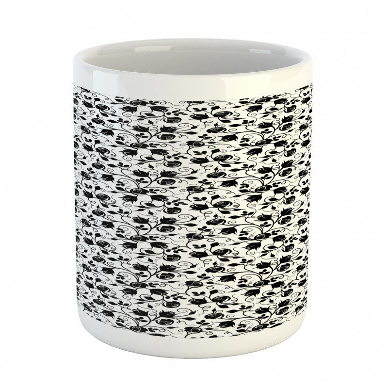 Monotone Intertwined Rosebuds Mug