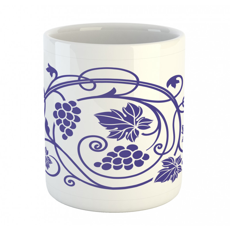 Monotone Grapes Leaves Art Mug