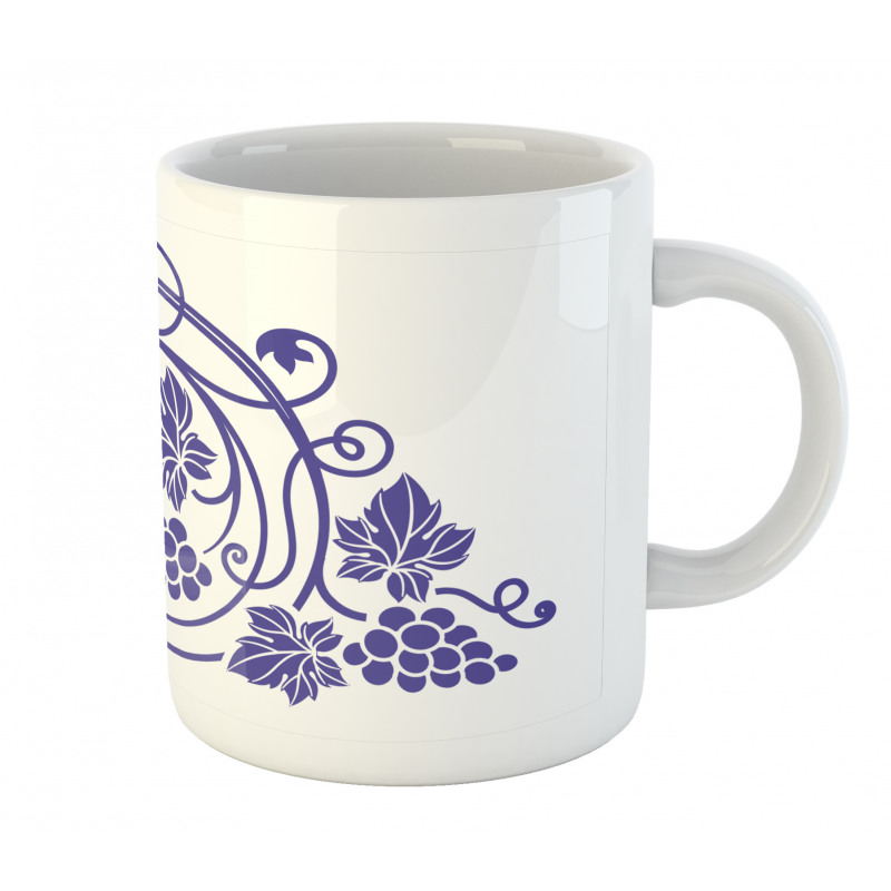 Monotone Grapes Leaves Art Mug