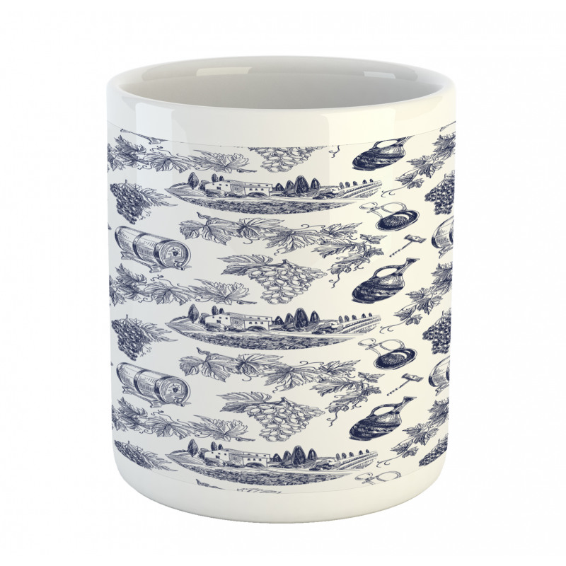 Monotone Vineyard Theme Art Mug