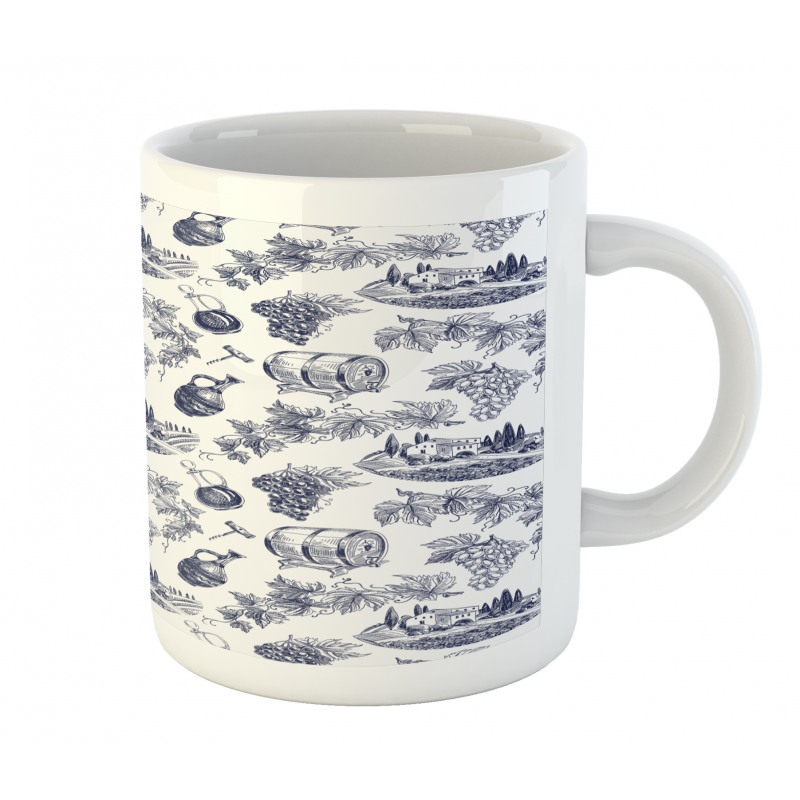 Monotone Vineyard Theme Art Mug