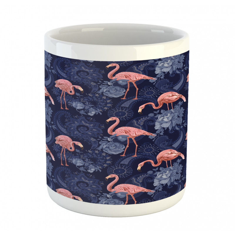 Exotic Floral Flamingos Mug