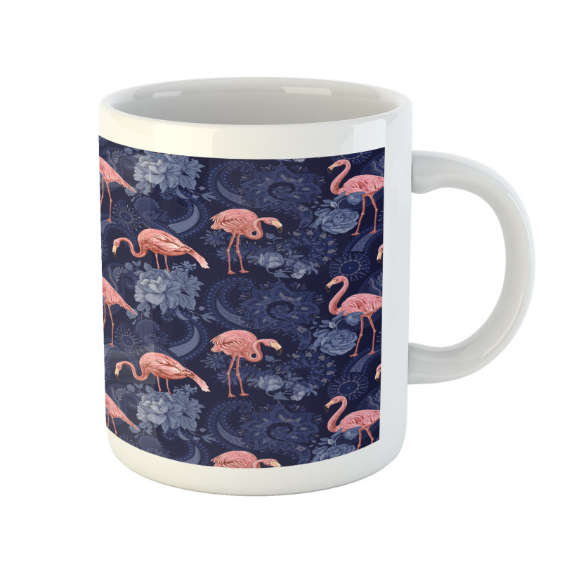 Exotic Floral Flamingos Mug