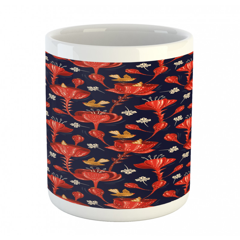 Blooming Flowers and Birds Mug