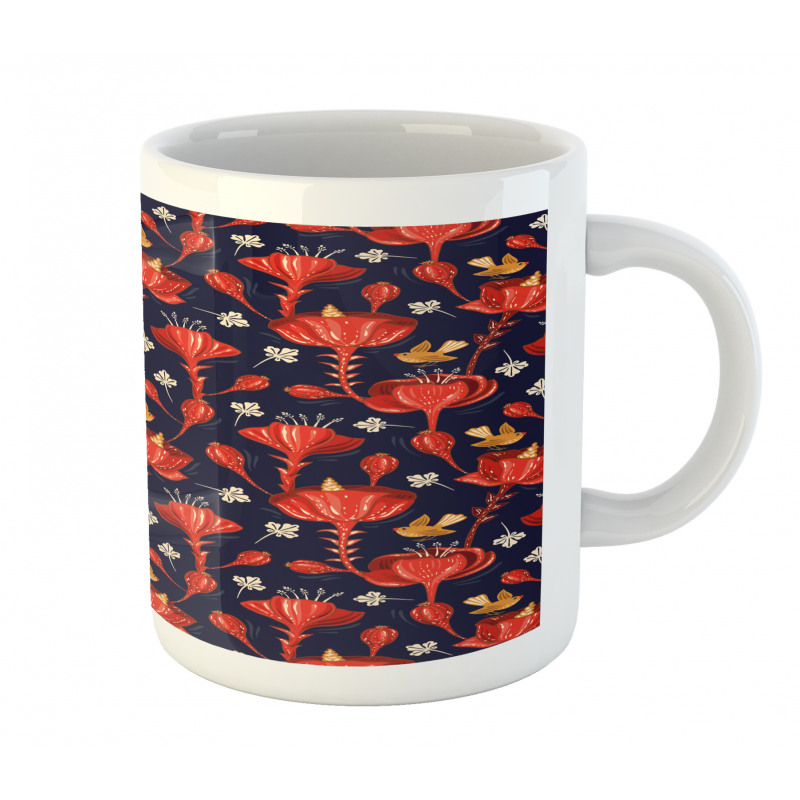 Blooming Flowers and Birds Mug