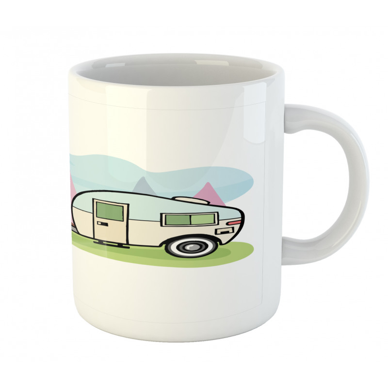 Cartoon Style Camping Scene Mug