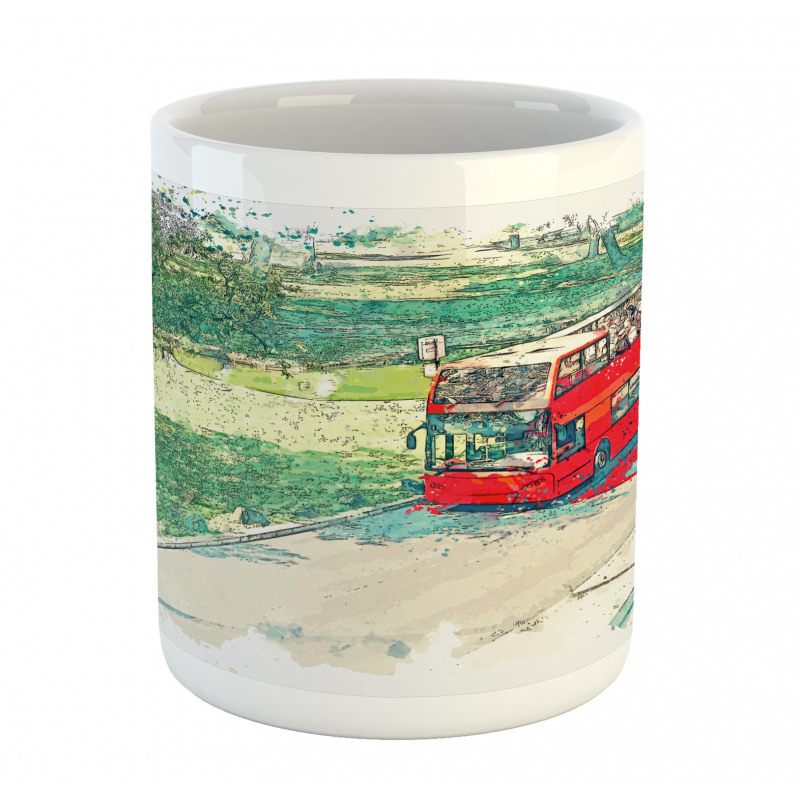 Tourist Bus Watercolor Art Mug