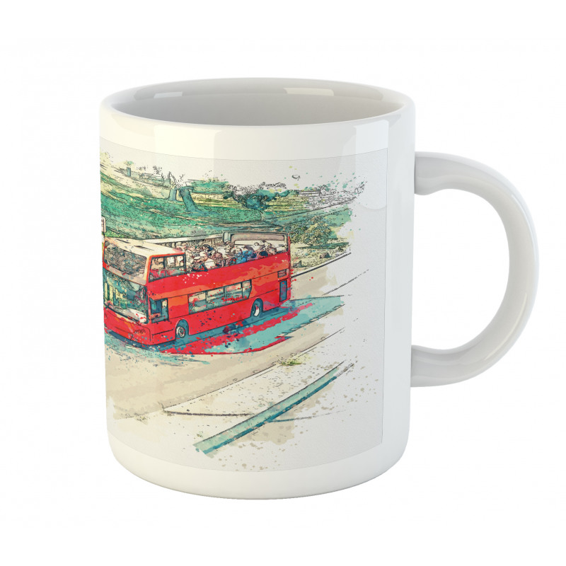 Tourist Bus Watercolor Art Mug