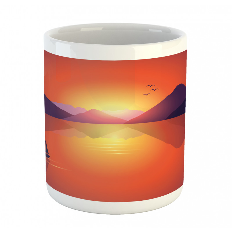 Lonely Sailboat at Sunset Mug