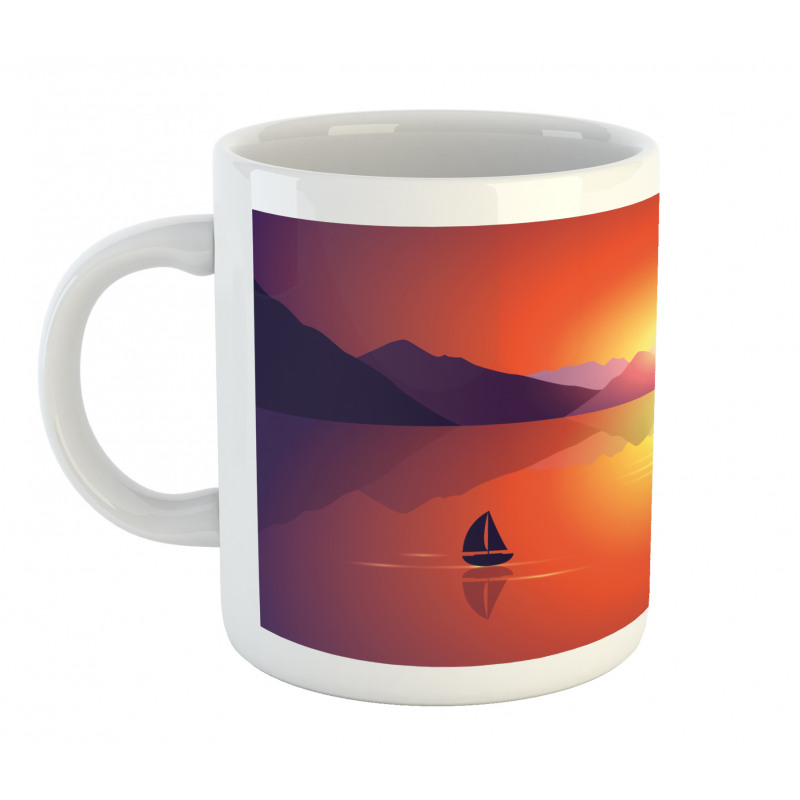 Lonely Sailboat at Sunset Mug