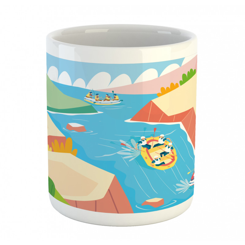 Rafting on River Cartoon Mug