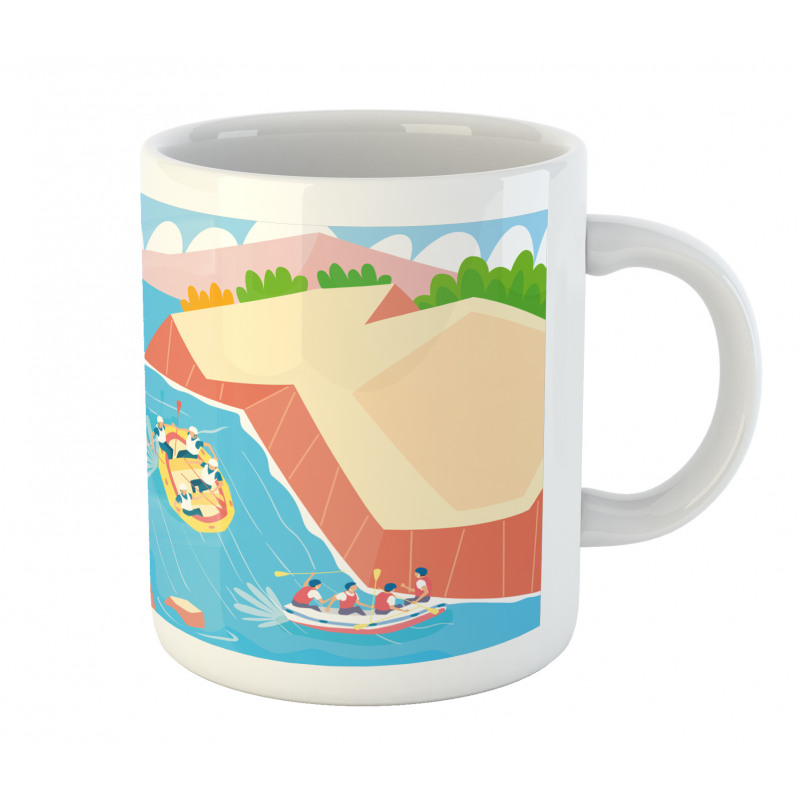 Rafting on River Cartoon Mug