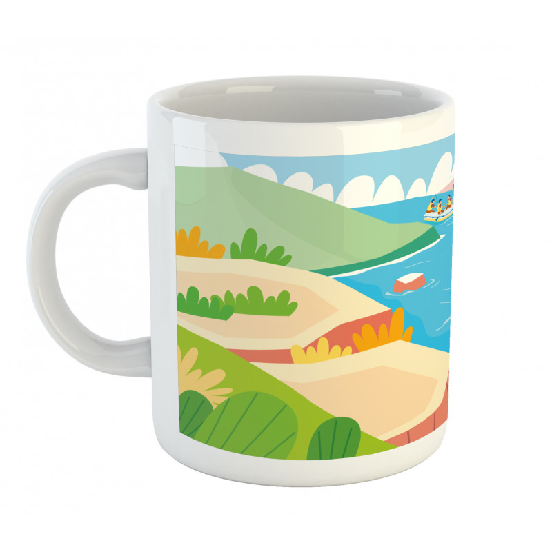 Rafting on River Cartoon Mug