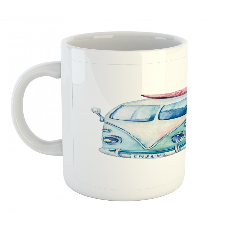 Watercolor Happy Surf Van Mug