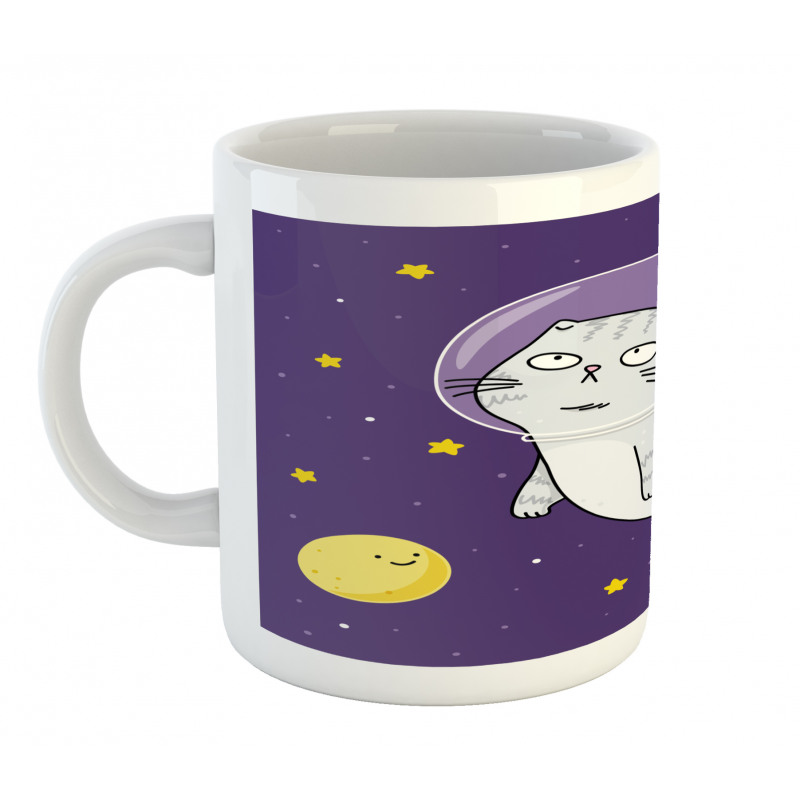 Cat Astronaut Cartoon Mug