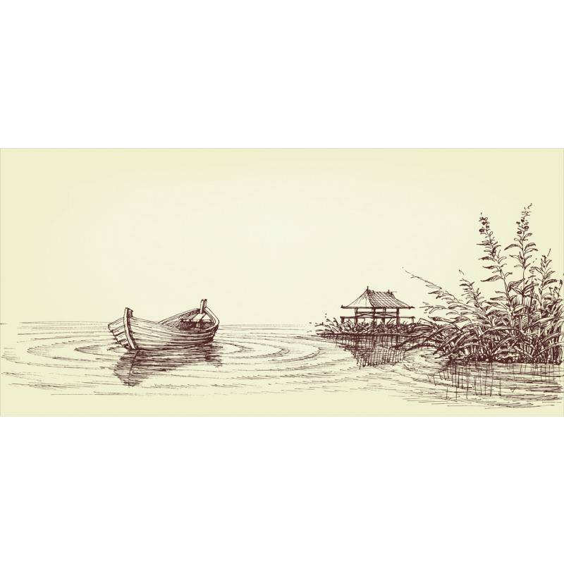 Pencil Drawn Lake and Boat Mug