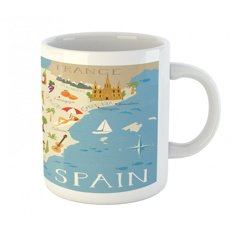 Spain Mapping Calligraphy Mug