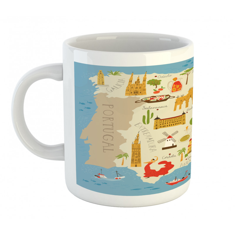 Spain Mapping Calligraphy Mug