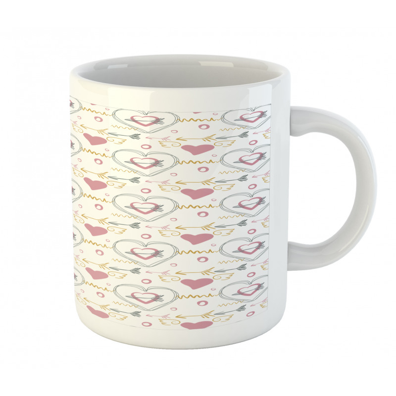 Hearts with Wings Zigzags Mug