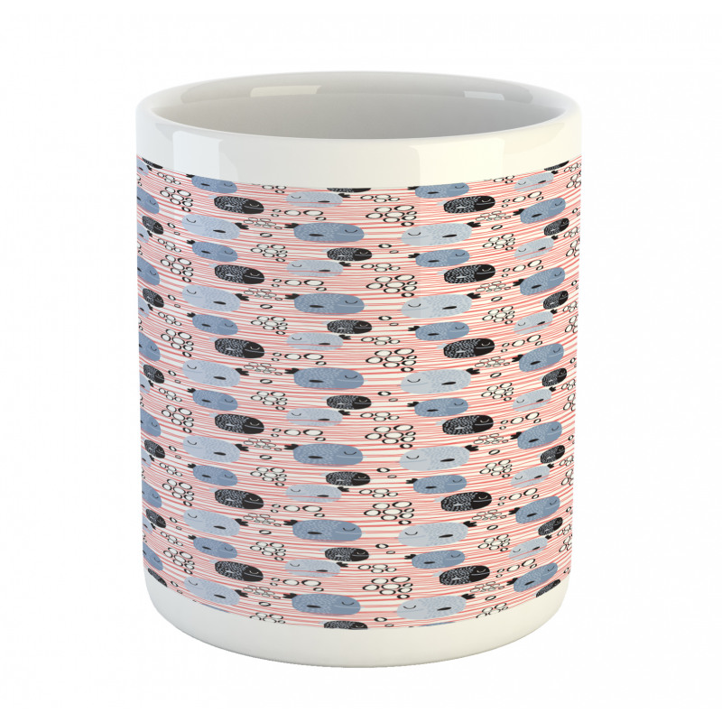 Fish and Bubbles on Stripes Mug