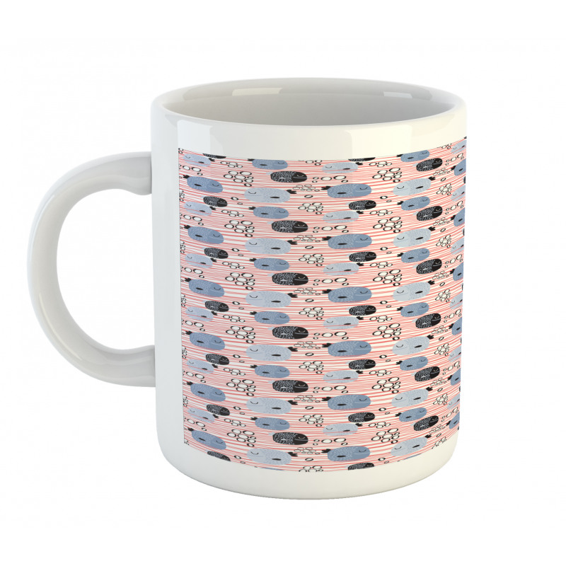 Fish and Bubbles on Stripes Mug