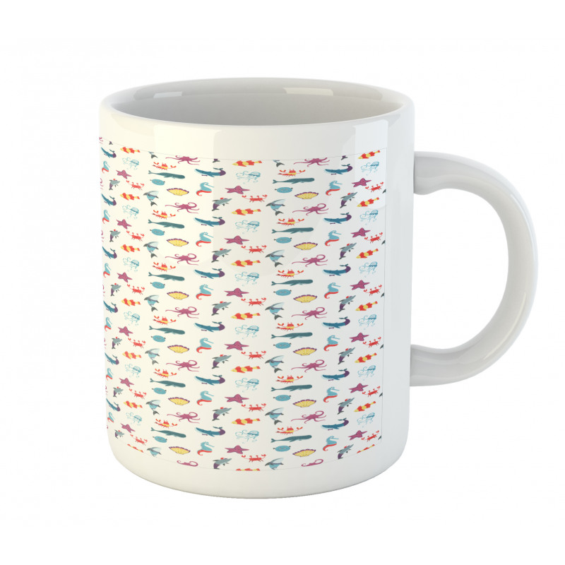 Doodle Style Sea Elements Mug